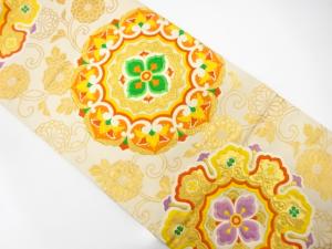 アンティーク　華紋に菊唐草模様織り出し袋帯（材料）